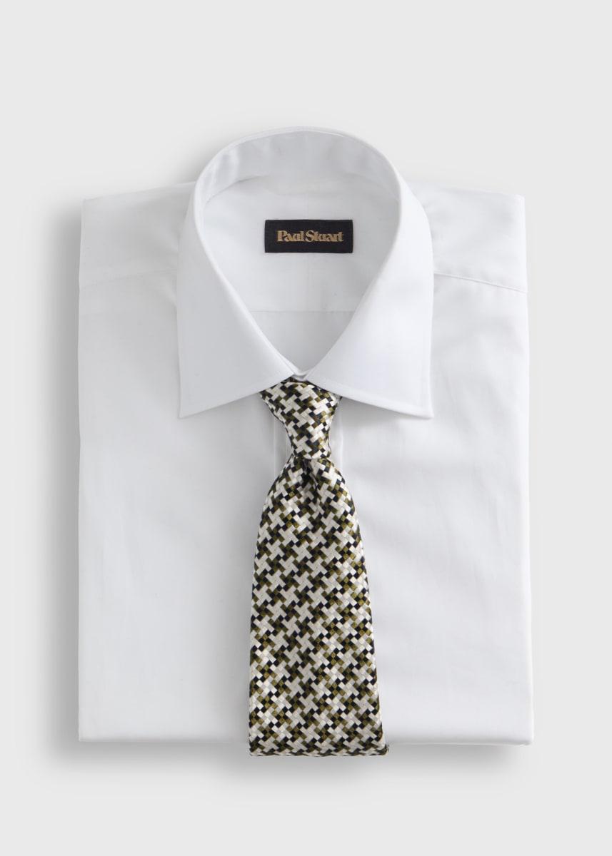 Woven Silk Houndstooth Tie - Green