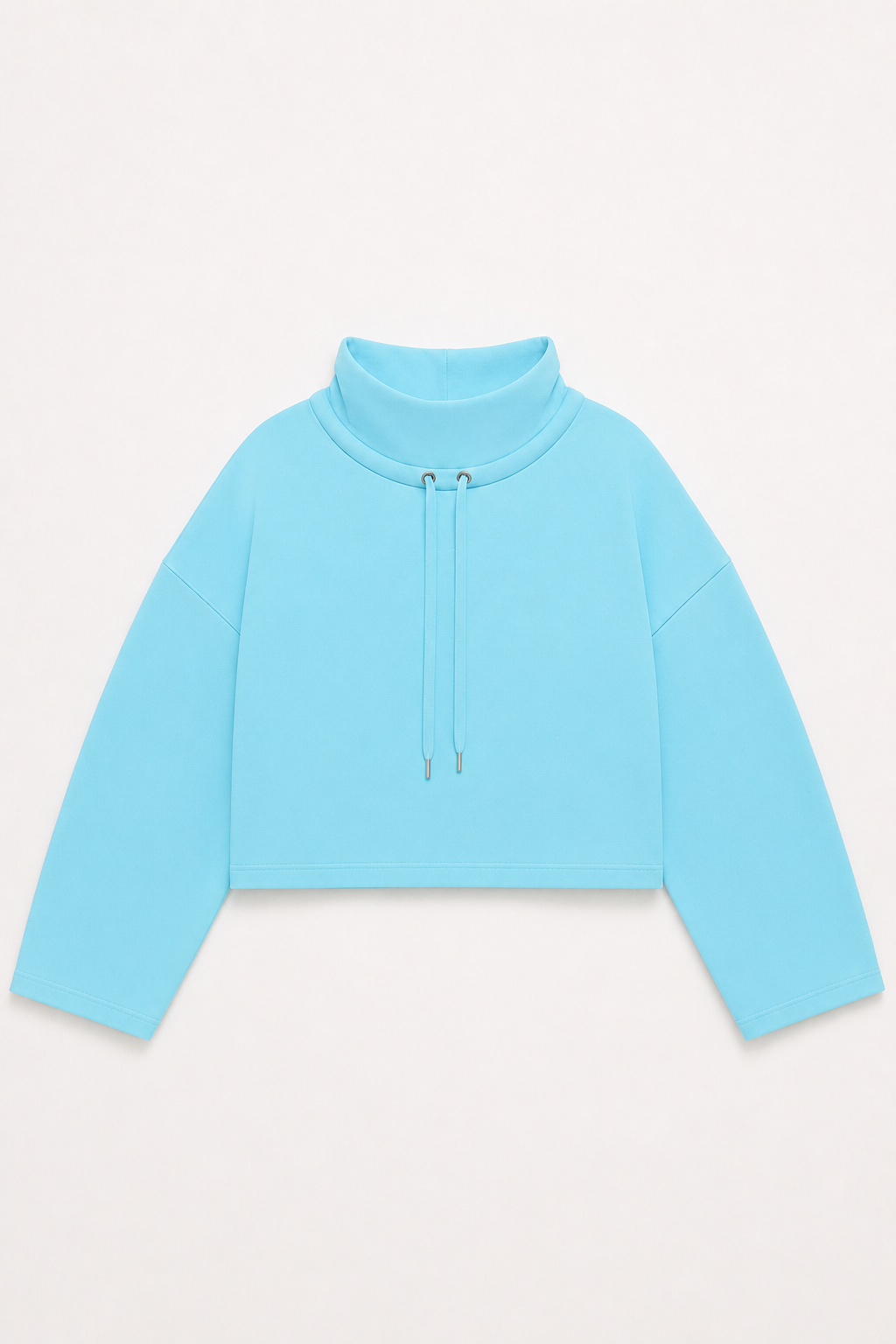Funnel Neck Sweatshirt With Drawstring - Blue