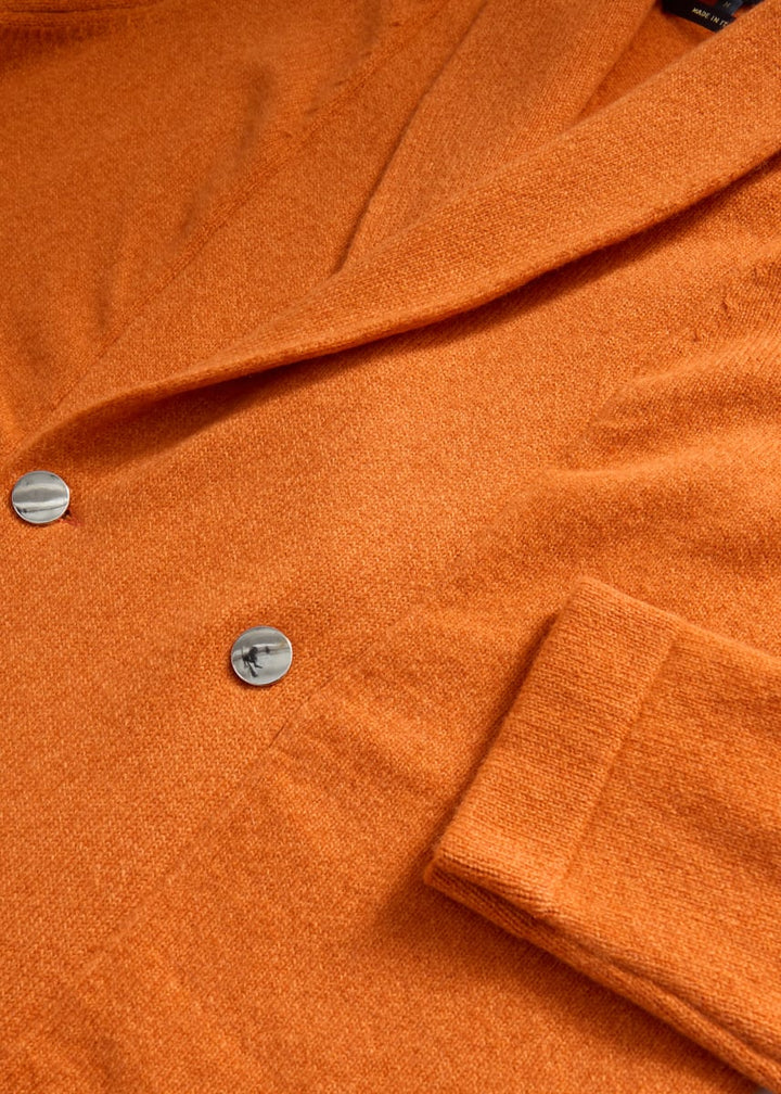 Wool Double-breasted Knit Jacket - Orange