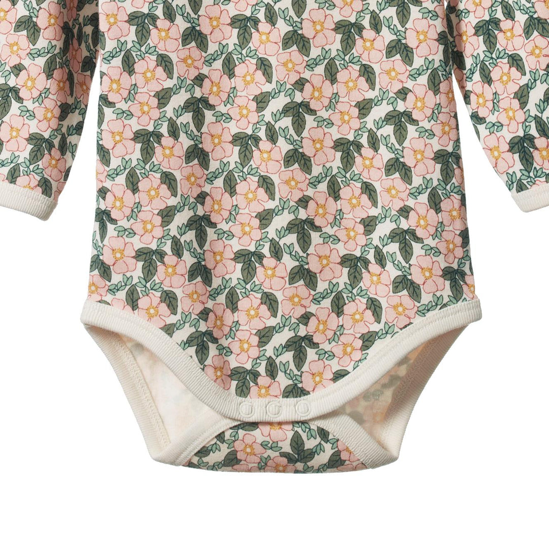 Cotton Long Sleeve Bodysuit - Garland Print