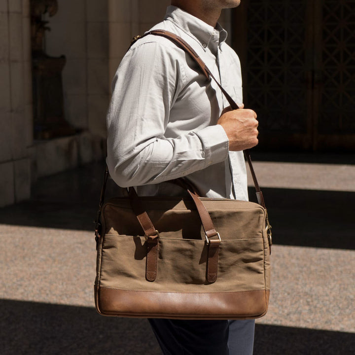Vincent Slim Briefcase - Waxed Canvas
