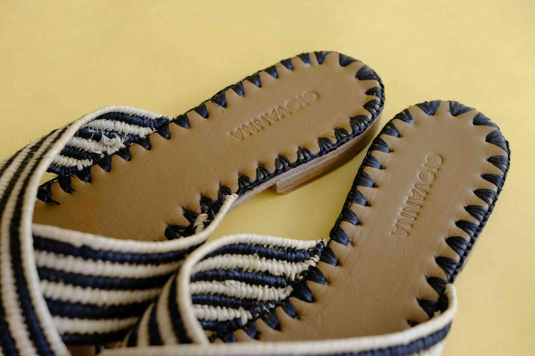 Juno Striped Slide Black/Natural