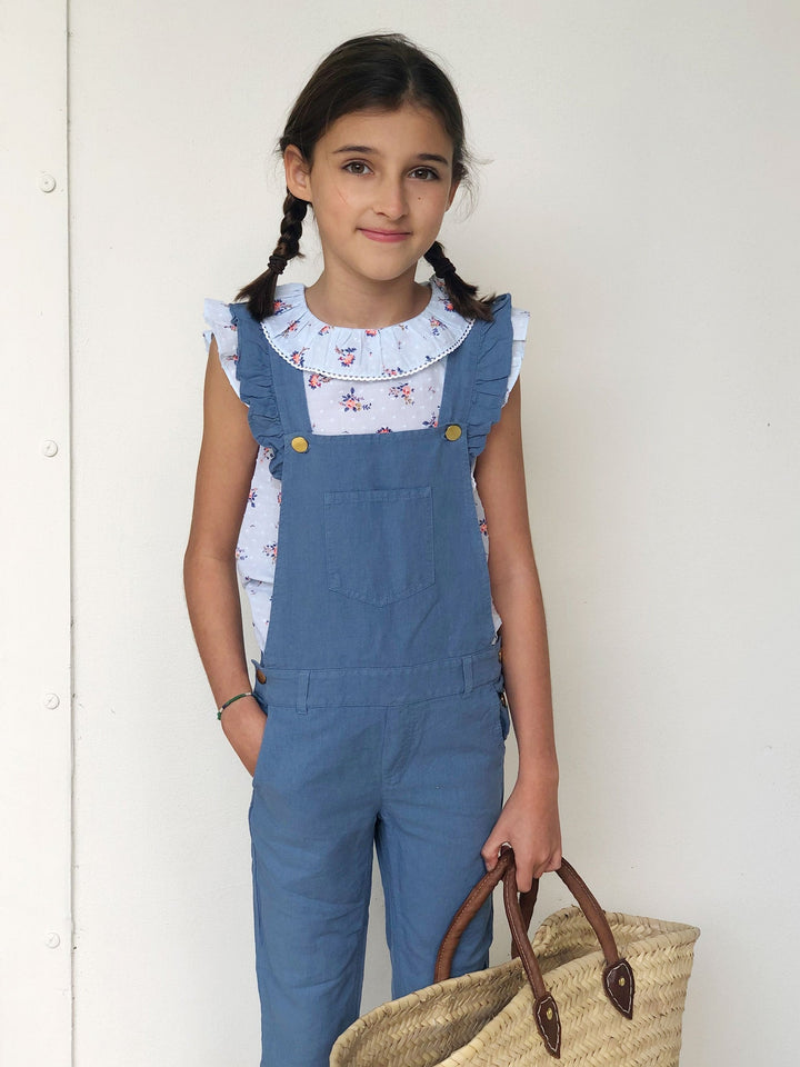 Georgette Linen Overall - Thistle Blue