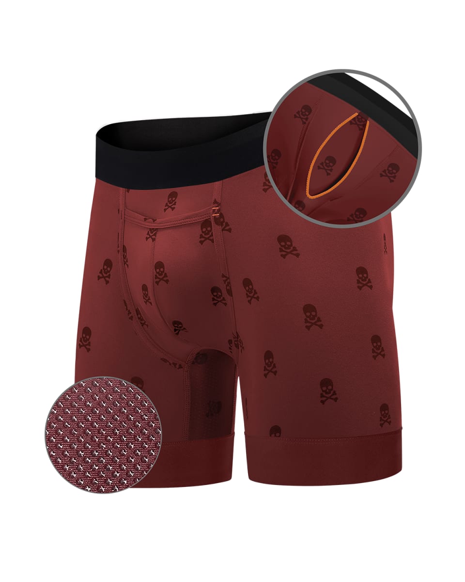 Elite II Boxer Brief - Skull And Crossbones (Oxblood)