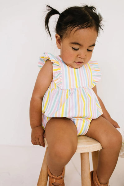 Amelia Romper - Pastel Stripe