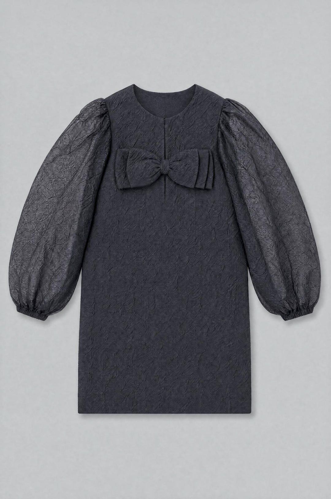 Organza Bow Mini Dress - Black