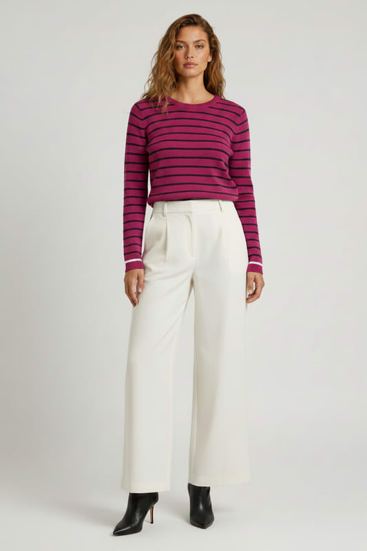 Multi End Stripe Jumper - Magenta