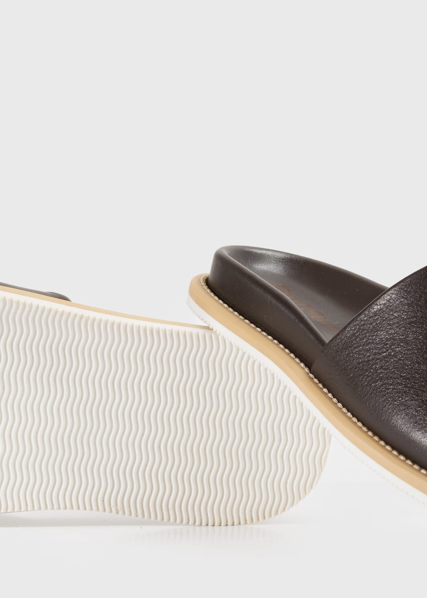 Palma Leather Slide - Dark Brown