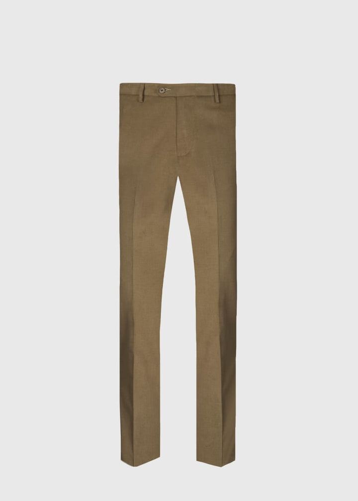 Suede Trimmed Brushed Cotton Trouser - Olive