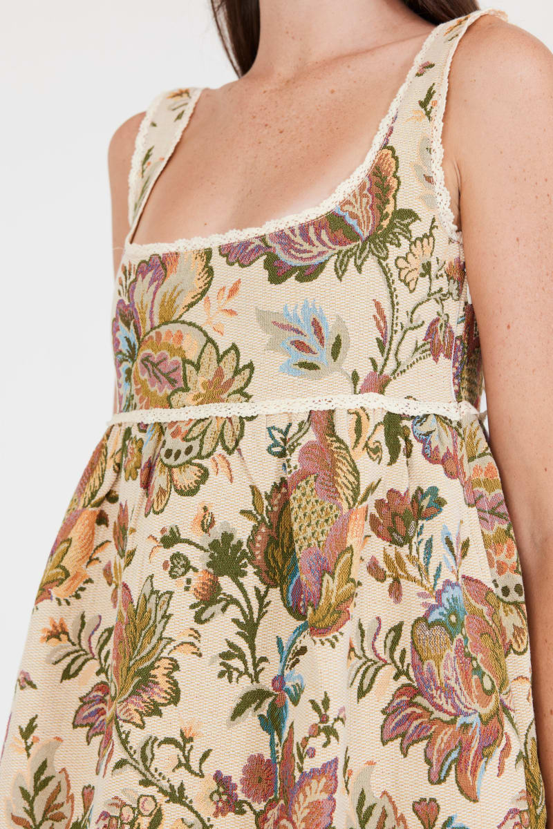 Emily Midi Dress - Rainbow Floral Jacquard