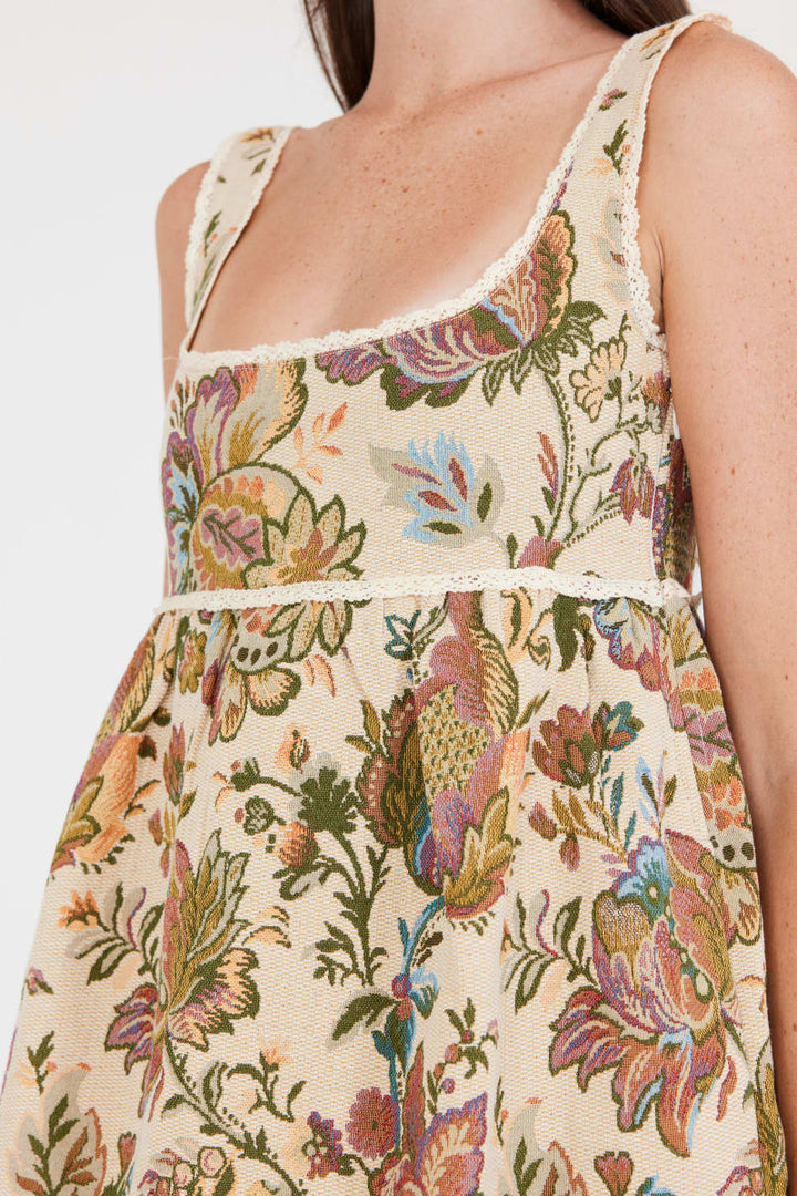 Emily Midi Dress - Rainbow Floral Jacquard