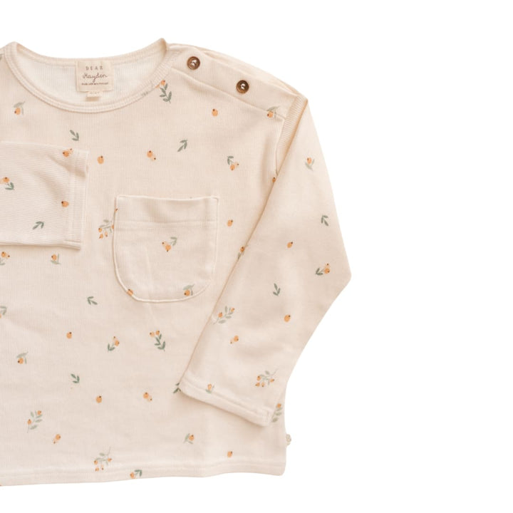 Organic Cotton Modal Rib Long Sleeve Tee - Floral Bud