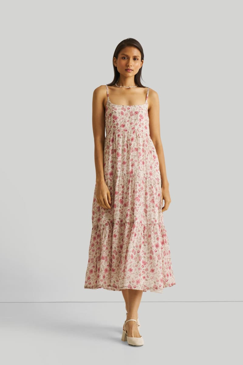 Strappy Tiered Maxi Dress - Petal Fusion