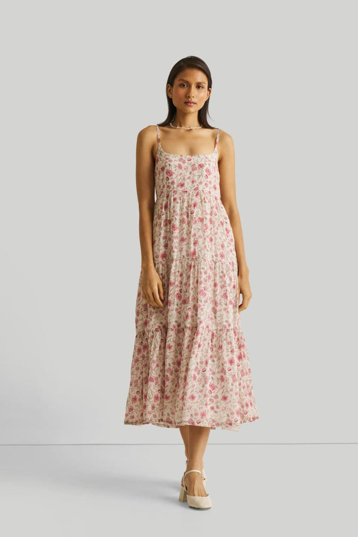 Strappy Tiered Maxi Dress - Petal Fusion