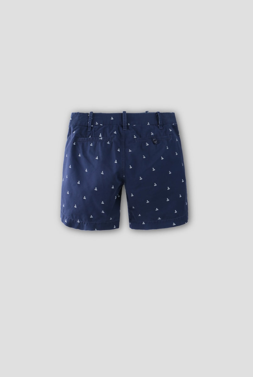 Boat Print Day Short - Navy