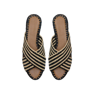 Juno Striped Slide Black/Natural