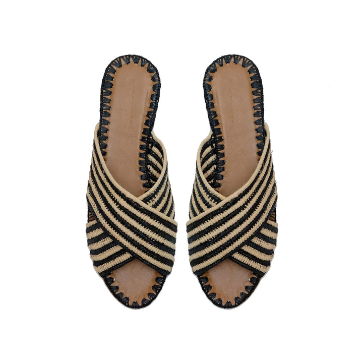 Juno Striped Slide Black/Natural