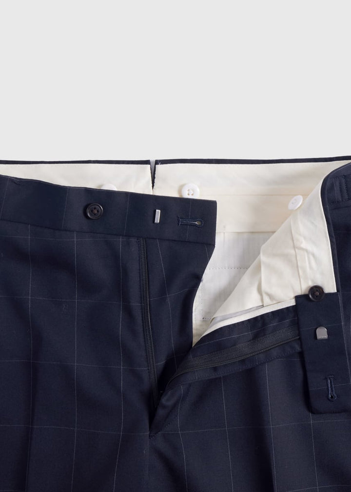 Wool Windowpane Suit - Navy