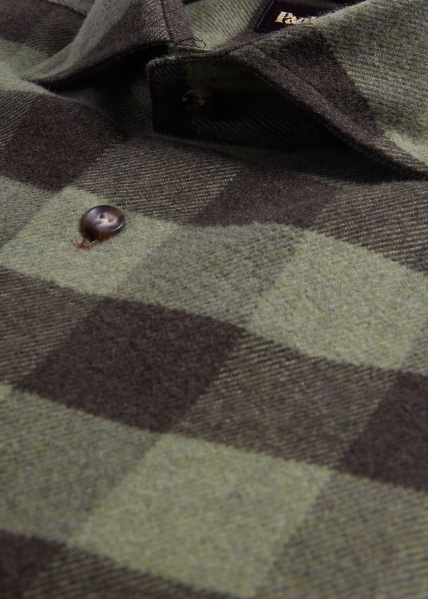 Flannel Buffalo Check Sport Shirt - Olive