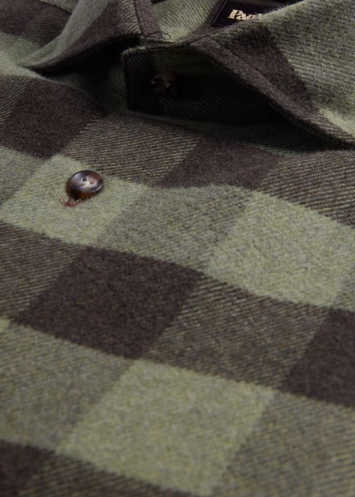Flannel Buffalo Check Sport Shirt - Olive