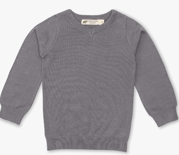 V-Neck Sweater - Grey