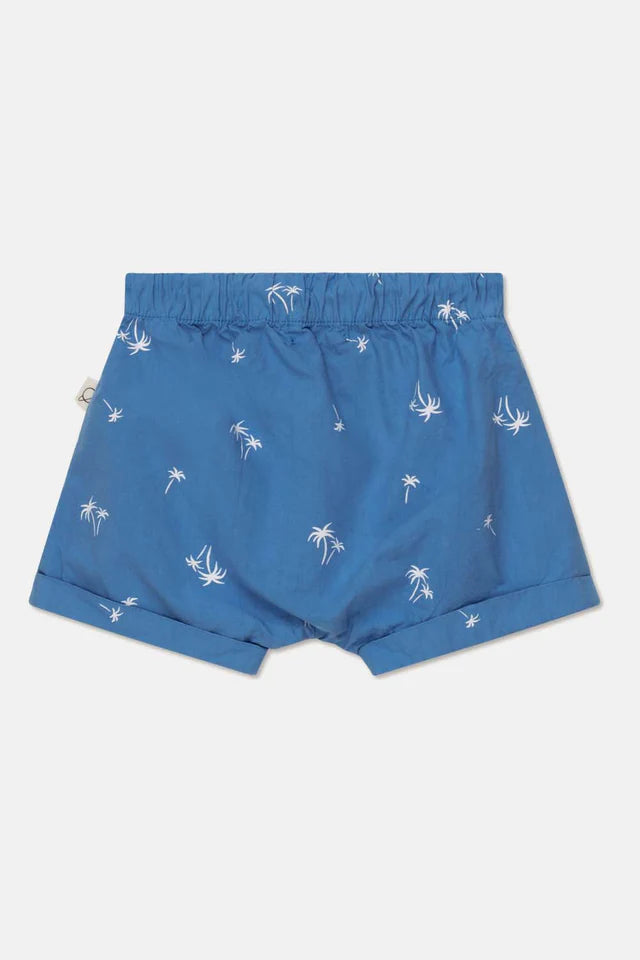 Palm-print baby shorts - Blue