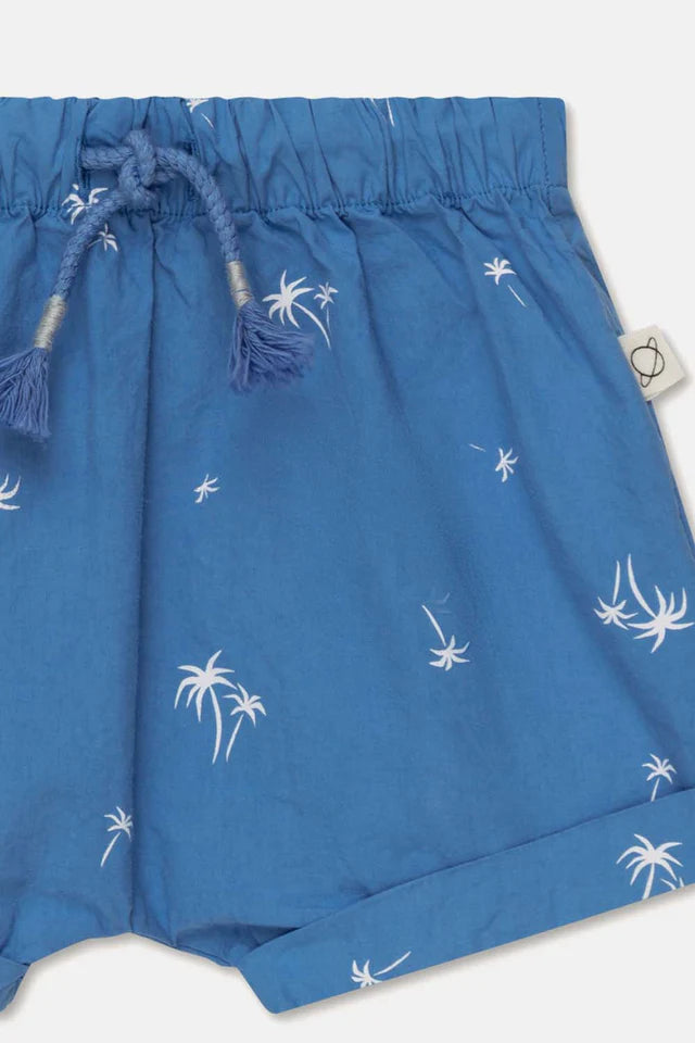 Palm-print baby shorts - Blue