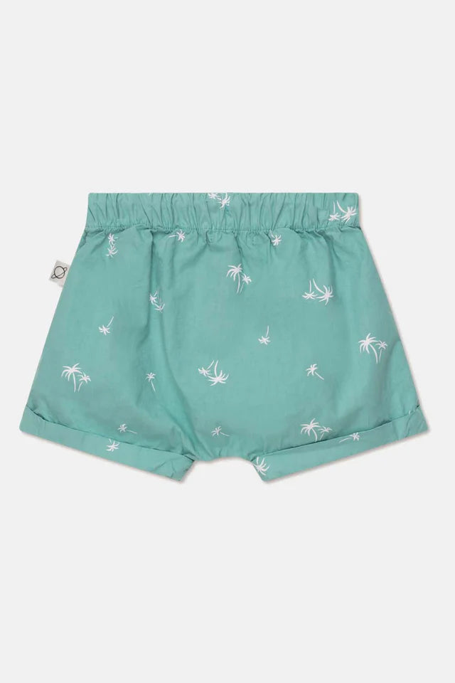 Palm-print baby shorts - Green
