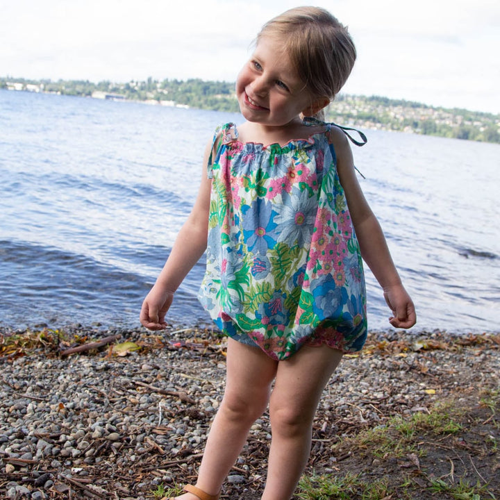 Open-tie Baby Strap Romper - Spring Floral