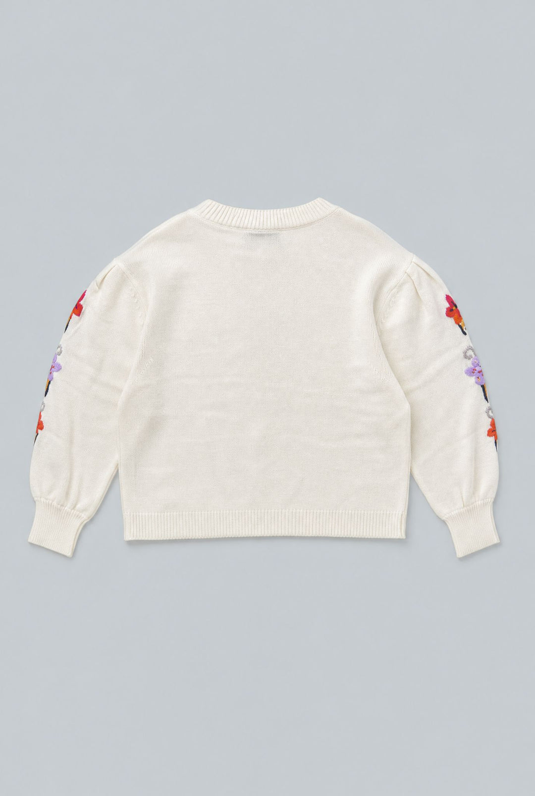 Embroidered Crew Neck Sweater - Ivory