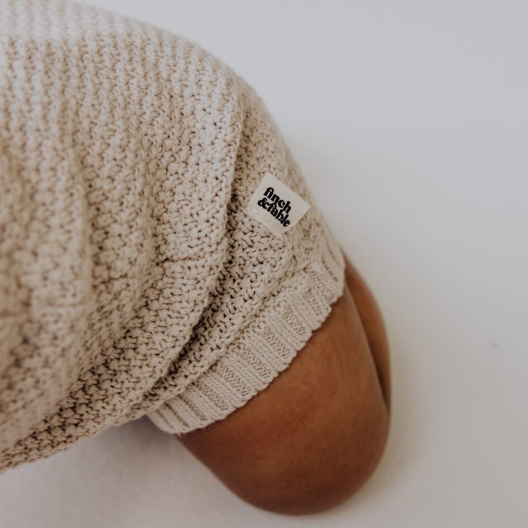 Knitted Baby Romper - Stone