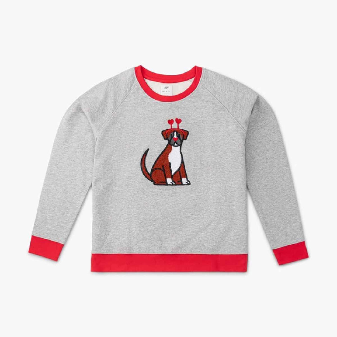 Adult Embroidered Crewneck Sweatshirt - Valentine's Day Dogs