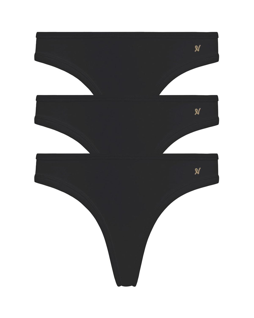 The Organic Cotton Dipped Thong 3 Pack - Black