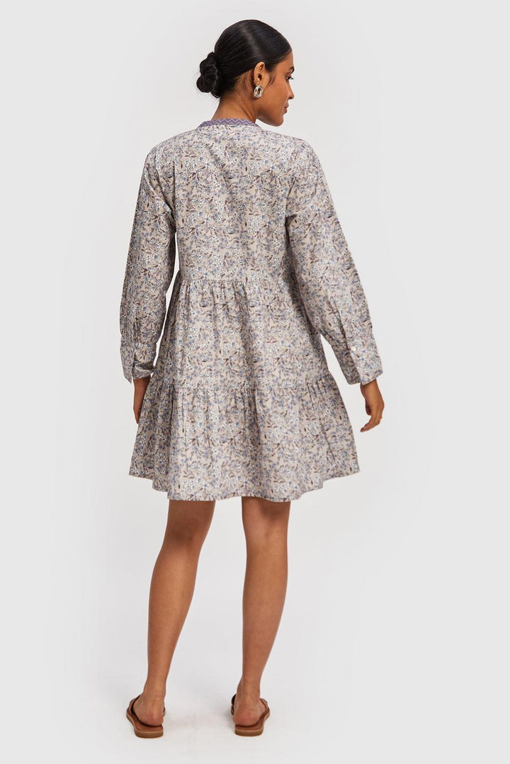 V-neck Tiered Dress - Floral haze