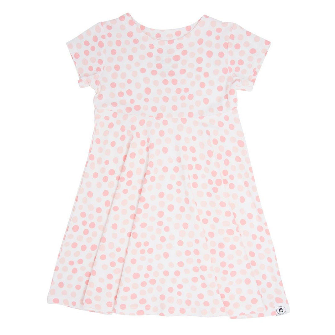 Swirly Girl Short Sleeve Dress - Polka Dot Pink