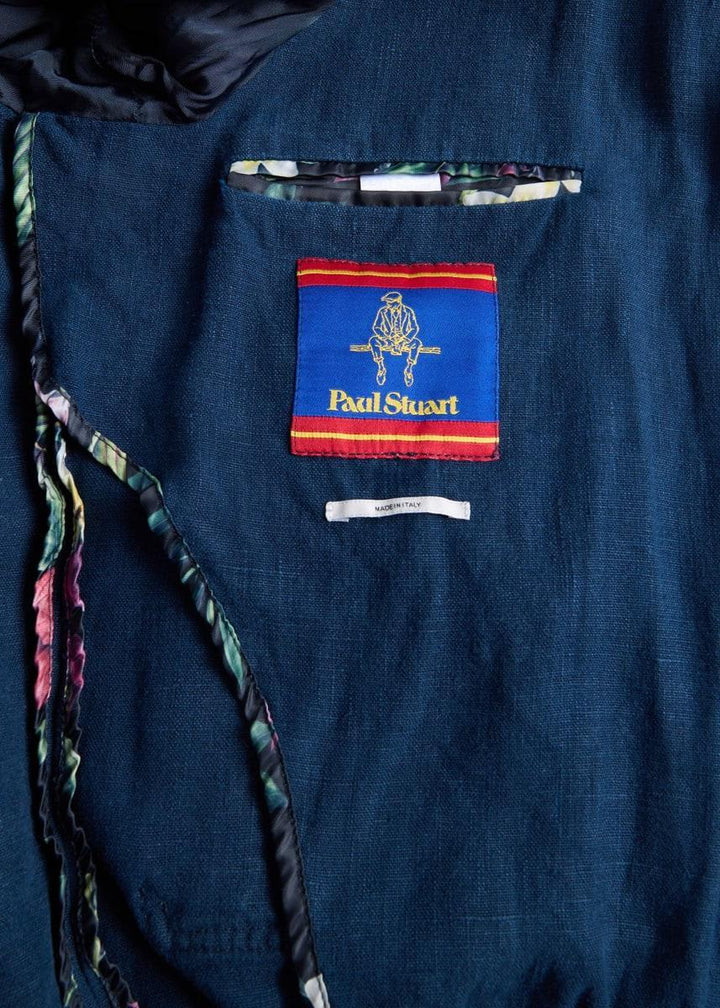 Linen Button Front Bomber Jacket - Navy