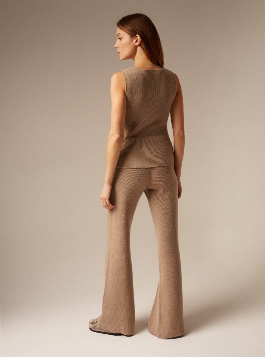 Lola | Cashmere Ribbed Tank Top - Sand