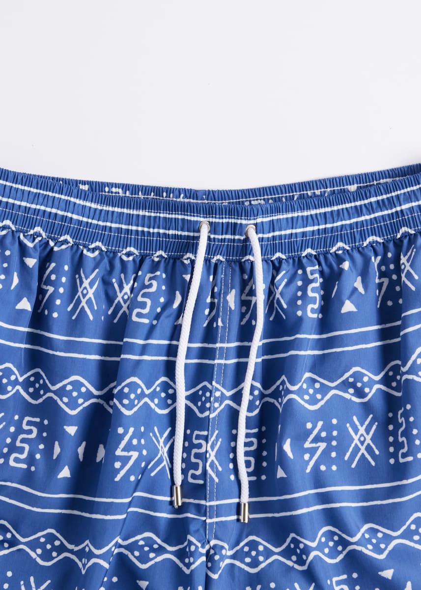 Batik Print Swim Trunk - Dark Blue