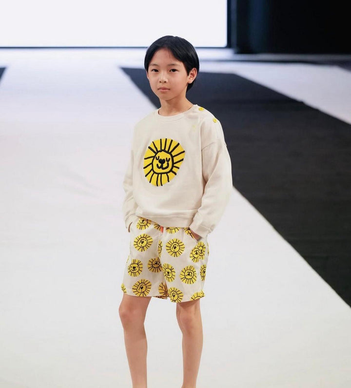 Seaqual Recycled Polyester Lion Kid Swim Trunks - Natural/cyber Yellow