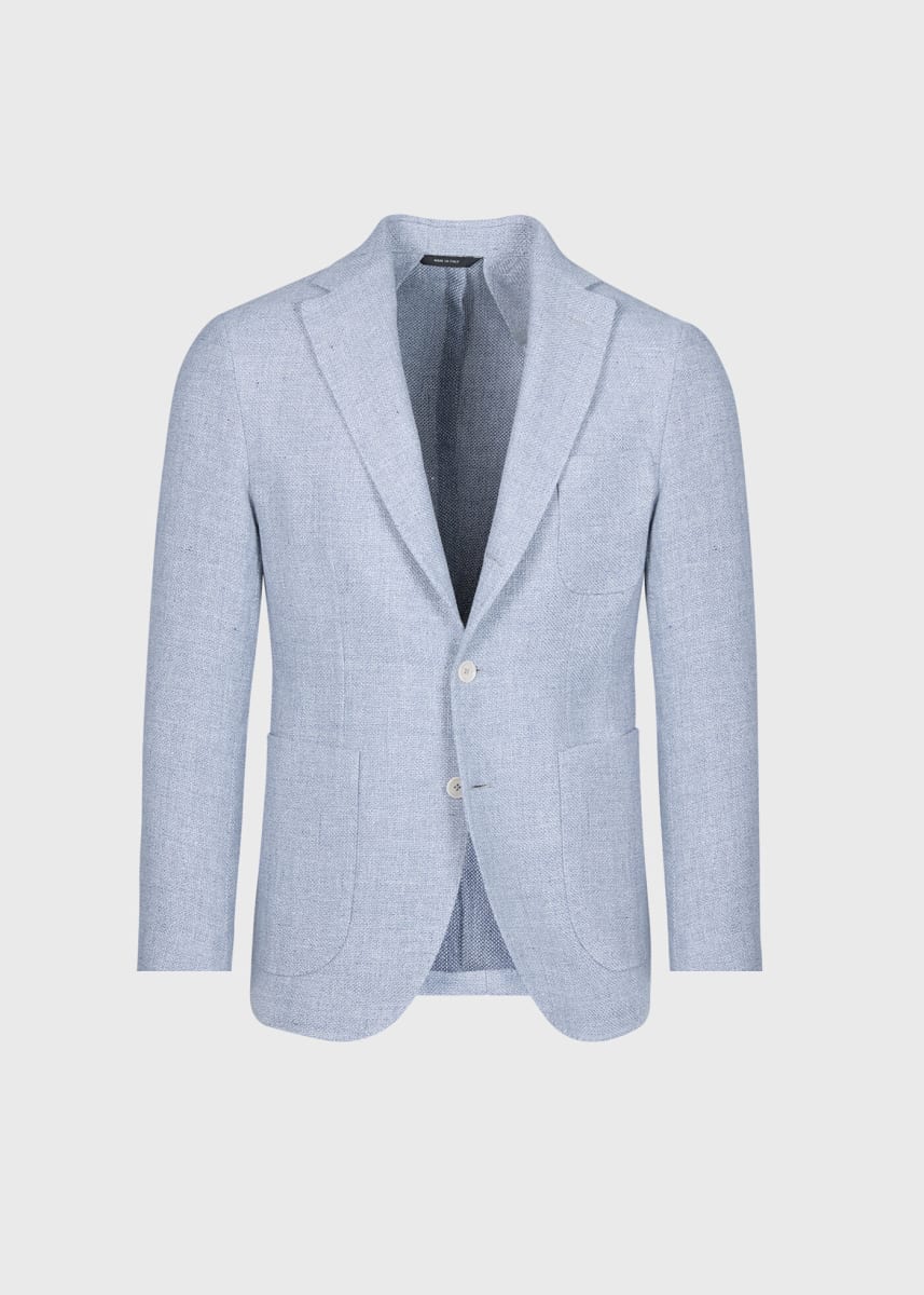 Solid Basketweave Summer Jacket - Powder Blue
