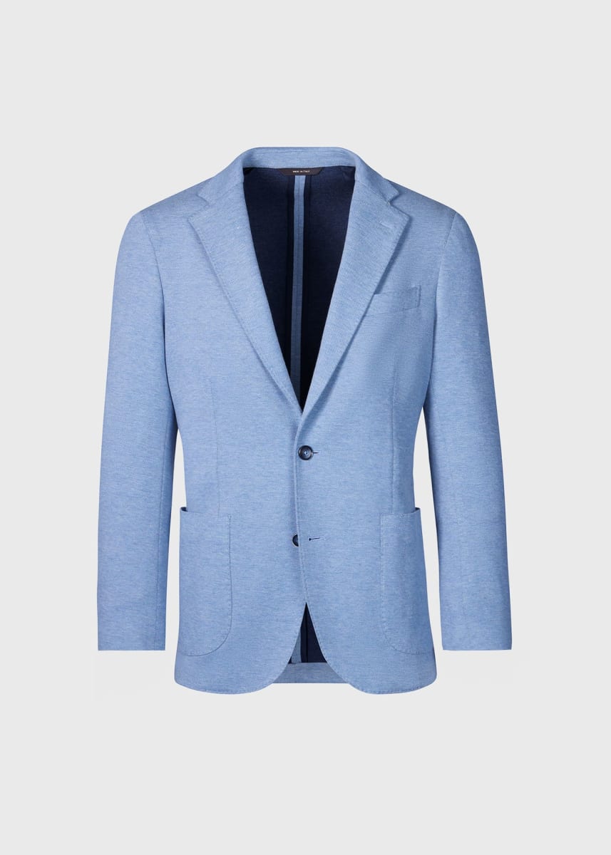 Cotton & Cashmere Pique Soft Jacket - Blue