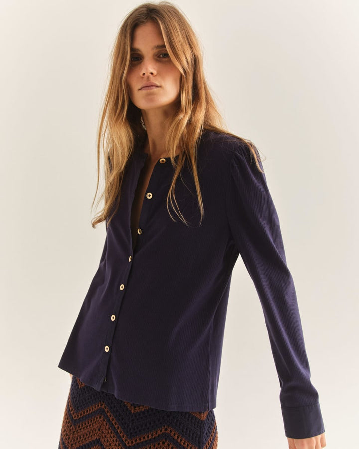 Casey Top - Rayon Rib-Navy