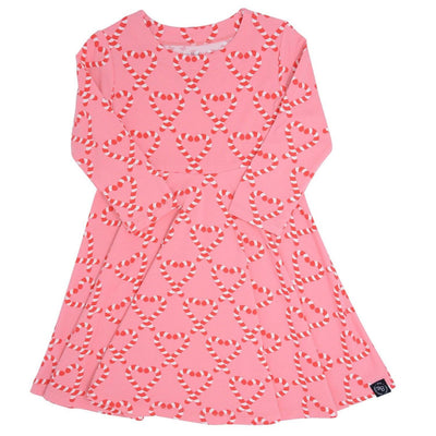 Swirly Girl Dress - Candy Cane Hearts
