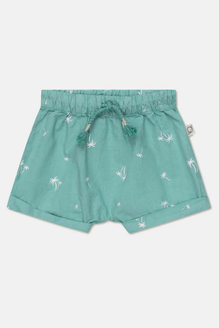 Palm-print baby shorts - Green