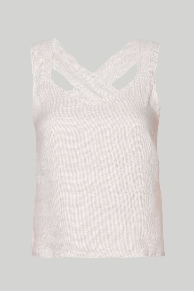Crossback Tank Top - Linen Check