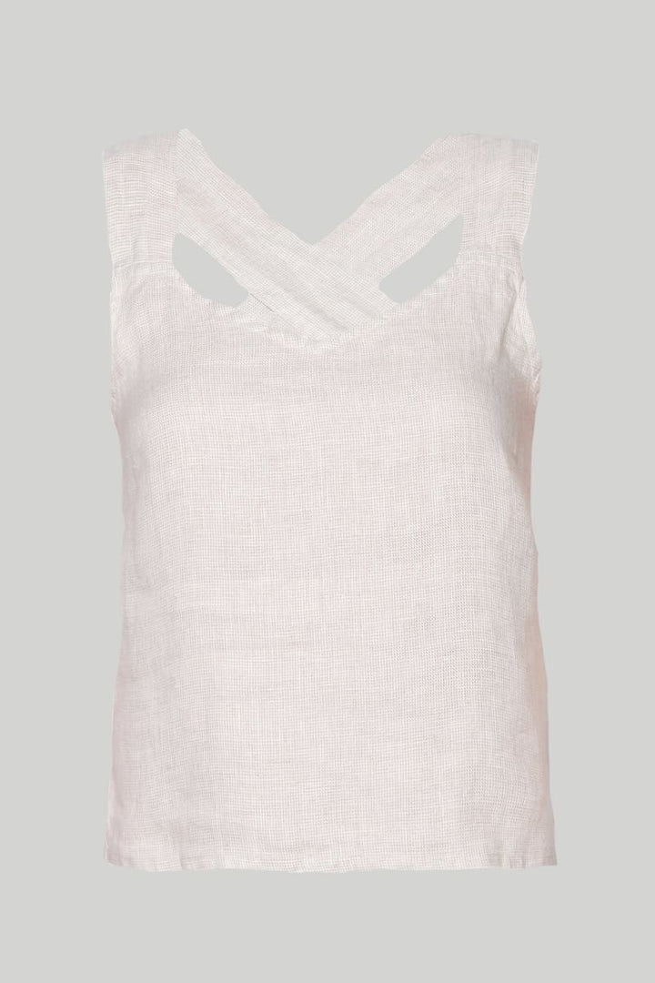 Crossback Tank Top - Linen Check