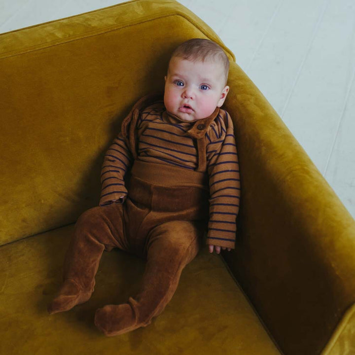 Organic Velour Footed Dungarees - Toffee Pants Kid Wild 