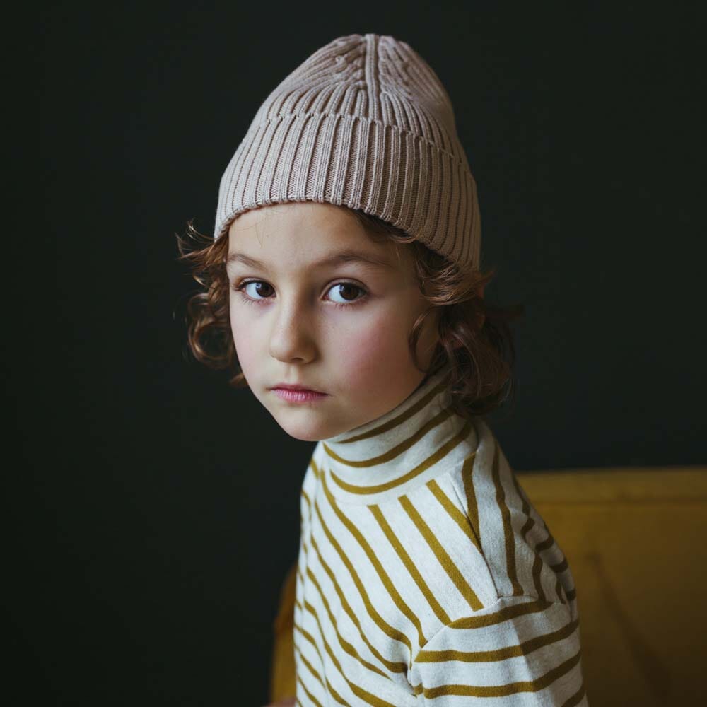 Organic Mock Neck Top - Bronze Stripe Mock Necks Kid Wild 