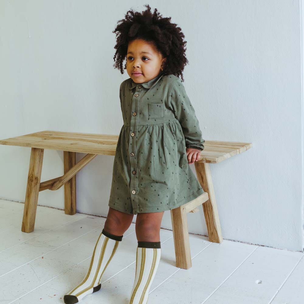 Organic Shirt Dress - AOP Raindrop Dresses + Skirts Kid Wild 