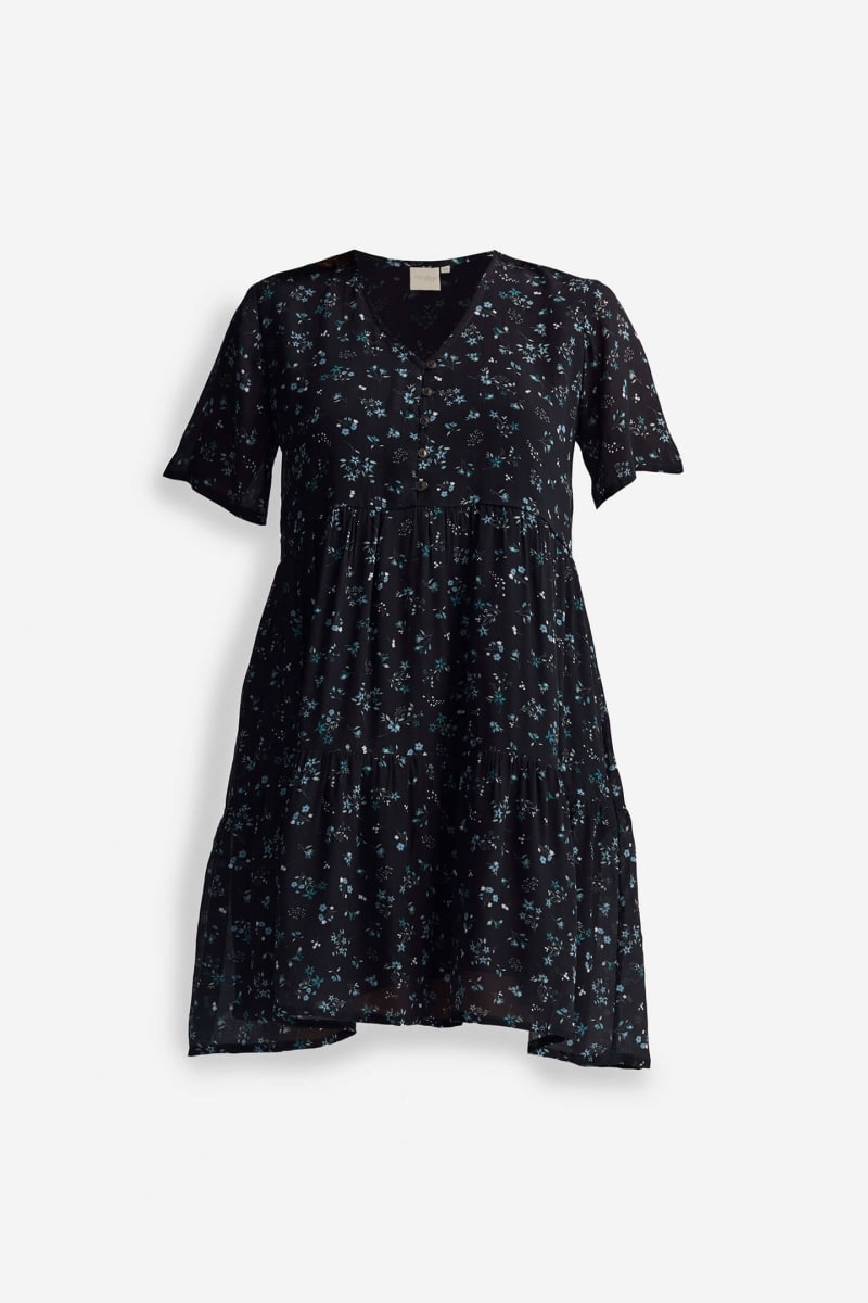 Floral Short Tiered Dress - Ditzy Wildflowers
